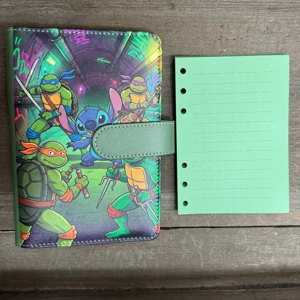 Stitch Ninja Turtle Size A6 Binder with Matching Printed Stationery Paper